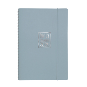 Agenda giornaliera Biembi 2026 Grigio spiralata con copertina in cuoio rigenerato 15x21cm - BNZ202C14-G