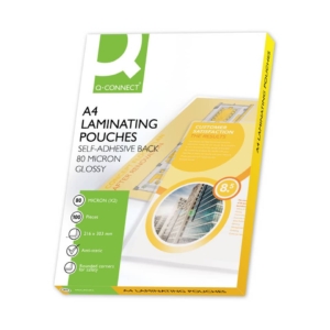 Pouches autoadesive per plastificatrici 2x80µm finitura lucida A4 Q-Connect - KF11414 (conf.100)