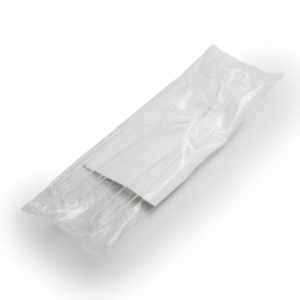 Set coltello + forchetta + cucchiaio e tovagliolo Multiplate - 81026 (conf.500)