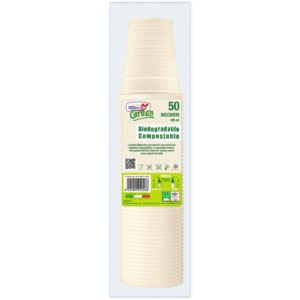Bicchieri biodegradabili e compostabili Dopla Green avorio 200 ml - 48026 (conf.50)