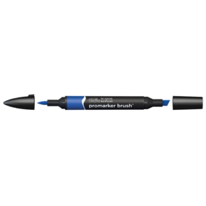 Pennarello Winsor&Newton Promarker Brush doppia punta scalpello-pennello - royal blue - 0204045