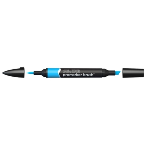 Pennarello Winsor&Newton Promarker Brush doppia punta scalpello-pennello - cyan - 0204207