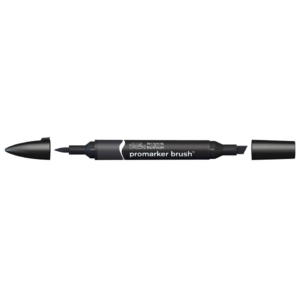 Pennarello Winsor&Newton Promarker Brush doppia punta scalpello-pennello - black - 0204030