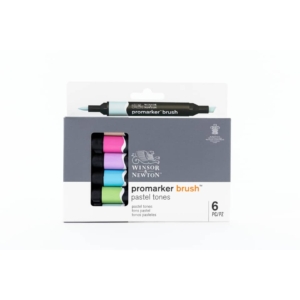 Pennarelli Winsor&Newton Promarker Brush doppia punta scalpello-pennello - Colori Assortiti pastello - 0290125 (6 pezzi)