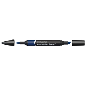 Pennarello Winsor&Newton Promarker Brush doppia punta scalpello-pennello - indigo blue - 0204169