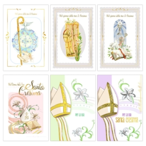 Biglietti augurali Santa Cresima Biembi 12x18 cm Assortiti - Cresima con portasoldi - BXBDKTC03 (conf.6)