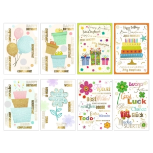 Biglietti augurali Biembi Compleanno 12x18 cm - Assortiti - multilingua - BXBDKTC08 (conf.8)