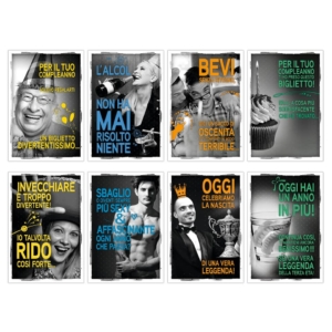 Biglietti augurali Biembi Compleanno 12x18 cm - Assortiti - humor BXBDKTC07 (conf.8)