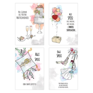 Biglietti augurali Matrimonio Biembi 12x18 cm fustellati Oro - Assortiti - BXBDKTC04 (conf.4)