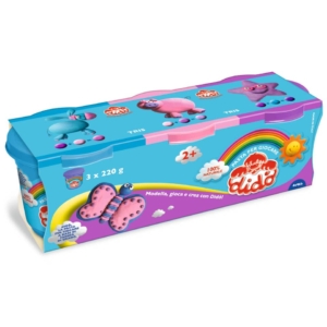 Pasta modellabile Didò Tris 220gr - Azzurro, viola, Rosa - F390464 (conf.3)