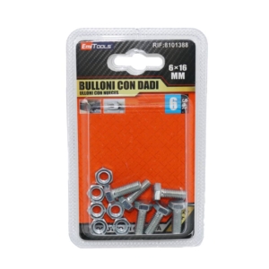 Bulloni con dadi Emi M6 x 16 mm - 8101388 (conf.6)