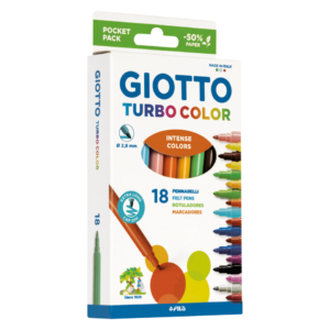 Pennarelli Giotto Turbo Color in fibra punta fine 2,8 mm - colori assortiti - F07340000 (conf.18)