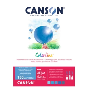 Album da disegno Canson Colorline® A4 150g/m² 25 fogli - Colori Assortiti Acqua - Liscio/Ruvido - C31074P002