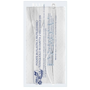 Set 2 posate Dopla Professional reuse in polistirene con tovagliolo - Trasparente set 2 posate + tovagliolo (conf.100)