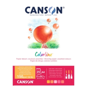 Album da disegno Canson Colorline® A4 150g/m² 25 fogli - Colori Assortiti Fuoco - Liscio/Ruvido - C31074P001