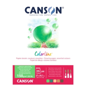 Album da disegno Canson Colorline® A4 150g/m² 25 fogli - Colori Assortiti Terra - Liscio/Ruvido - C31074P003