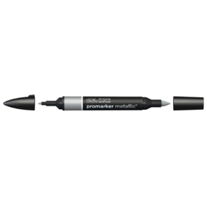 Pennarello Winsor&Newton Promarker doppia punta fine-scalpello 2,5-0,5mm - metallic silver - 0206691
