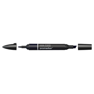 Pennarello Winsor&Newton Promarker doppia punta fine-scalpello 2,5-0,5mm - blue black - 0203383