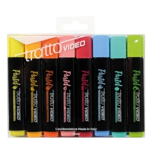 Evidenziatori Tratto Video Pastel 1-5 mm in busta appendibile da 8 colori pastello Assortiti - F838000