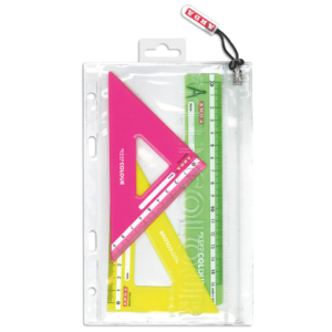 Miniset 3 pezzi da disegno in busta con zip Arda - 2 squadre 45°e 60° + 1 righello 16 cm - KC7063