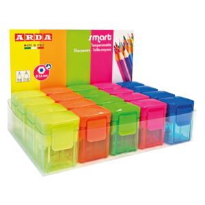 Temperamatite a 2 fori Arda Fluo Colours Assortiti TE804SC (Espositore 20 pezzi)