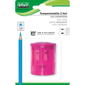Temperamatite a 2 fori Lebez Trasparent con serbatoio - in blister - Colori Assortiti - 413B