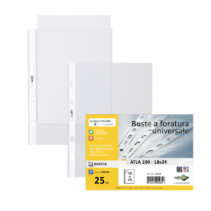 Buste a foratura universale in PP goffrate Sei Rota Atla 100 - medio spessore Trasparente 18x24 cm - 661815 (conf.25)