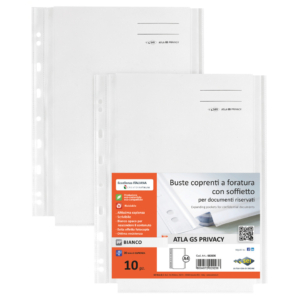 Buste a perforazione universale coprenti con soffietto Sei Rota Atla GS - 21x29,7 cm - privacy - colore Bianco opaco - 662606 (conf.10)