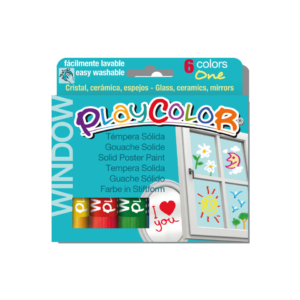 Playcolor tempera solida in stick 6 Colori Assortiti per vetri- 10gr 2001