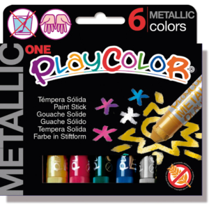 Playcolor tempera solida in stick 6 Colori Assortiti metallic - 10gr 10321