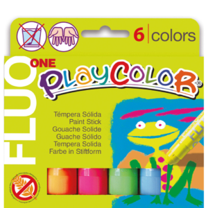 Playcolor tempera solida in stick 6 Colori Assortiti fluo - 10gr 10431
