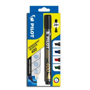 Pennarello indelebile Pilot SCA 400 punta scalpello 4,5 mm - Colori Assortiti - 002700 (conf.4)