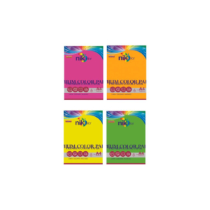 Carta colorata fluo formato A4 Nikoffice 4 Colori Assortiti fluo 160g/m² - 125 fogli