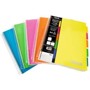 Quaderno Maxi spiralato Nikoffice con fori e separatori - 100 fogli - 80g/m² formato A5 - quadretti 5mm - copertina in colore assortito - 30NIK106/A5