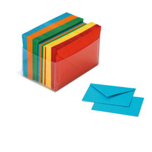 Biglietti augurali con busta Favini Burano Arcobaleno 7,2x11 cm - mix colori forti/tenui - A57X151 (conf.100)