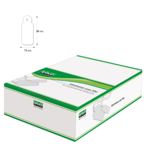 Etichette con filo in cartoncino Bianco Lebez formato 13x34 mm - A386 (conf.1000)