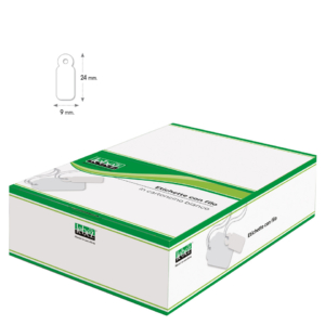 Etichette con filo in cartoncino Bianco Lebez formato 9x24 mm - A384 (conf.1000)