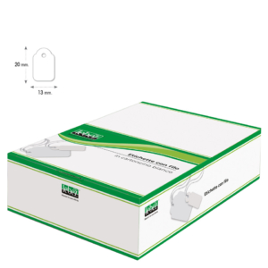 Etichette con filo in cartoncino Bianco Lebez formato 13x20 mm - A387 (conf.1000)