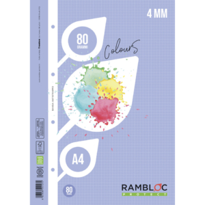 Ricambi rinforzati quaderni ad anelli Rambloc formato A4 colore azzurro - quadretti 4mm - 90524127