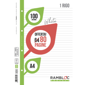 Ricambio quaderni ad anelli Rambloc formato A4 - 40 fogli - a righe 1R - 90524321