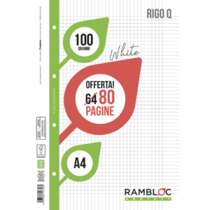 Ricambio quaderni ad anelli Rambloc formato A4 - 40 fogli - a quadretti Q con margine - 90524326