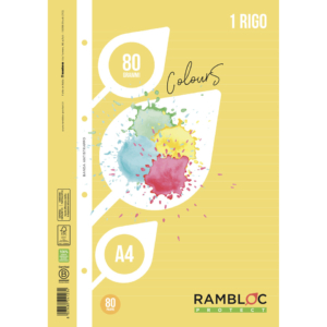 Ricambi rinforzati quaderni ad anelli Rambloc formato A4 colore giallo - a righe 1R - 90524123