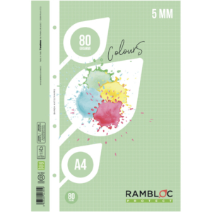 Ricambi rinforzati quaderni ad anelli Rambloc formato A4 colore verde - quadretti 5mm - 90524355