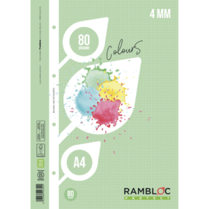 Ricambi rinforzati quaderni ad anelli Rambloc formato A4 colore verde - quadretti 4mm - 90524354