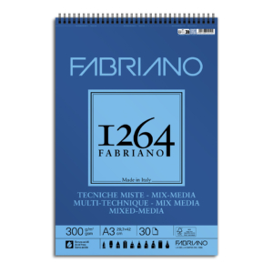 Blocco spiralato tecniche miste Fabriano 1264 - 300g/m² A3 - 30 fogli - 19100644