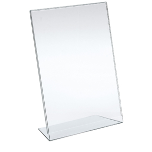 Portadepliant in acrilico con base a L Lebez formato 9x13 cm - verticale - Trasparente - 7043