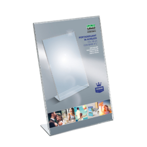 Portadepliant in acrilico con base a L Lebez formato 13x18 cm - verticale - trasparente - 7045