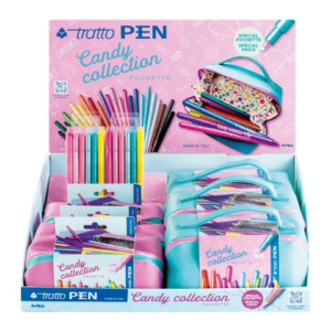 Penne a punta sintetica in pochette Tratto Pen - Candy collection - F813700 (Espositore 12 pezzi)