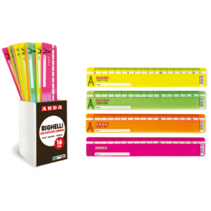 Righelli con puntatore per compasso Arda in barattolo - colori fluo R17FLBAR (conf.24)