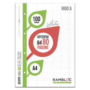 Ricambi rinforzati Rambloc per quaderni ad anelli A4 - 100 g - 40 fogli - 0A - 90524322